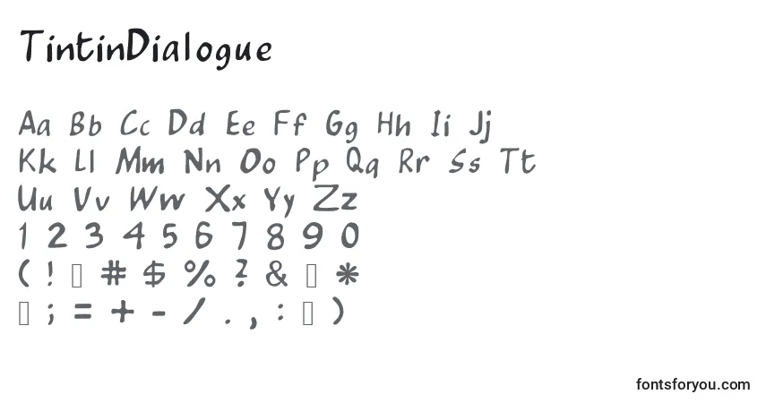 Schriftart TintinDialogue – Alphabet, Zahlen, spezielle Symbole