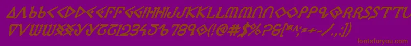 Ppressexbi-Schriftart – Braune Schriften auf violettem Hintergrund