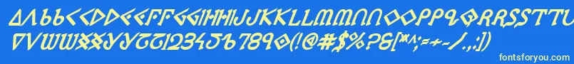 Ppressexbi Font – Yellow Fonts on Blue Background