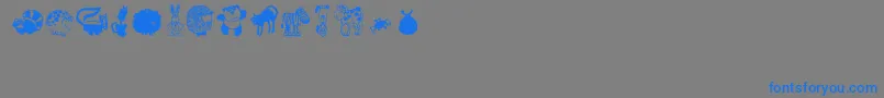 Czcionka Critters1 – niebieskie czcionki na szarym tle