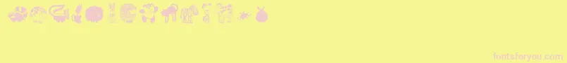 Critters1-fontti – vaaleanpunaiset fontit keltaisella taustalla