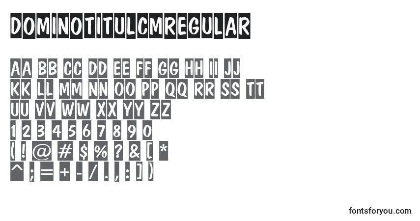 Schriftart DominotitulcmRegular – Alphabet, Zahlen, spezielle Symbole