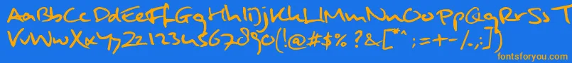 MulderHandwriting Font – Orange Fonts on Blue Background