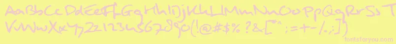 Fonte MulderHandwriting – fontes rosa em um fundo amarelo