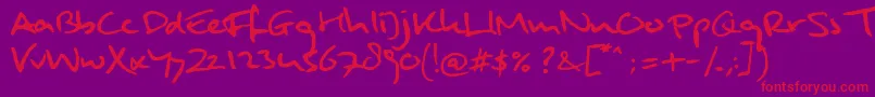 MulderHandwriting-Schriftart – Rote Schriften auf violettem Hintergrund