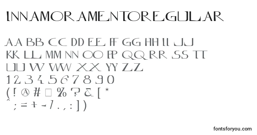 Schriftart InnamoramentoRegular – Alphabet, Zahlen, spezielle Symbole