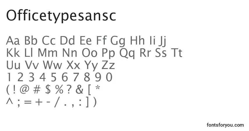A fonte Officetypesansc – alfabeto, números, caracteres especiais
