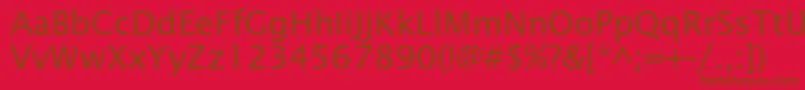 Officetypesansc-Schriftart – Braune Schriften auf rotem Hintergrund