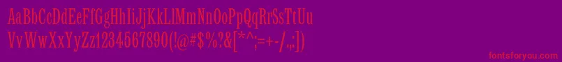 LatinmtstdCondensed-fontti – punaiset fontit violetilla taustalla