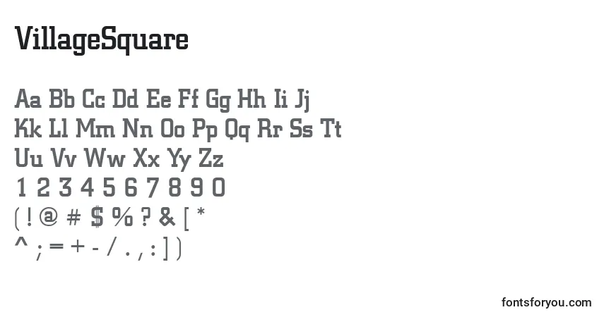 A fonte VillageSquare – alfabeto, números, caracteres especiais