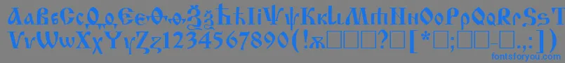 Izhitsa Font – Blue Fonts on Gray Background