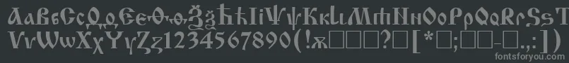 フォントIzhitsa – 黒い背景に灰色の文字