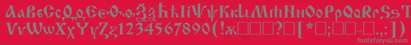 Izhitsa Font – Gray Fonts on Red Background