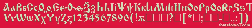 Шрифт Izhitsa – зелёные шрифты на красном фоне