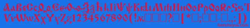 Izhitsa Font – Red Fonts on Blue Background