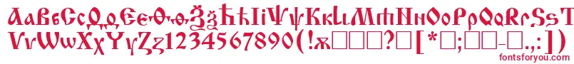 フォントIzhitsa – 白い背景に赤い文字