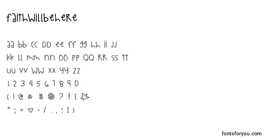 A fonte Faithwillbehere – alfabeto, números, caracteres especiais