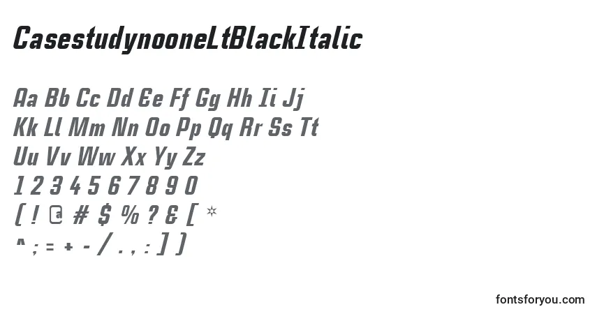 Schriftart CasestudynooneLtBlackItalic – Alphabet, Zahlen, spezielle Symbole