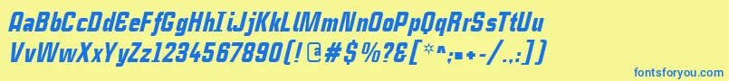Шрифт CasestudynooneLtBlackItalic – синие шрифты на жёлтом фоне