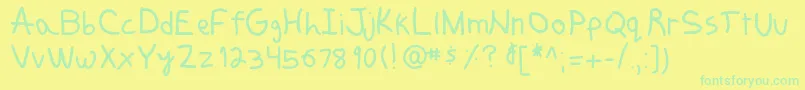 Fonte Funkyjunk – fontes verdes em um fundo amarelo