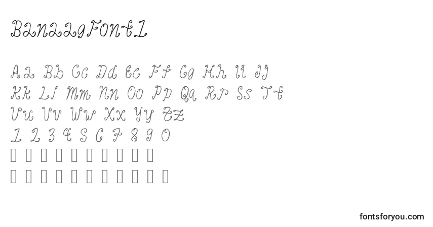 A fonte BanaagFont1 – alfabeto, números, caracteres especiais