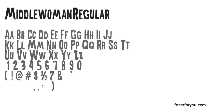 Шрифт MiddlewomanRegular – алфавит, цифры, специальные символы