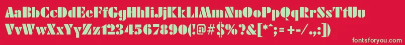 BelmarPosterL-Schriftart – Grüne Schriften auf rotem Hintergrund