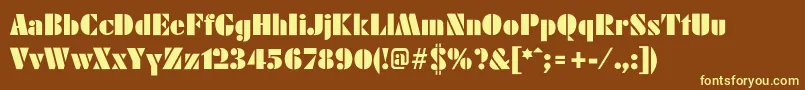 BelmarPosterL-fontti – keltaiset fontit ruskealla taustalla