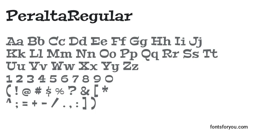 Czcionka PeraltaRegular – alfabet, cyfry, specjalne znaki