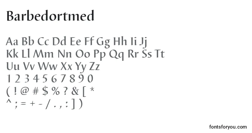 A fonte Barbedortmed – alfabeto, números, caracteres especiais