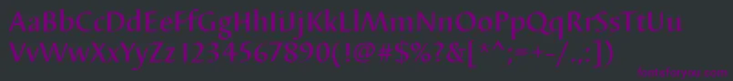 フォントBarbedortmed – 黒い背景に紫のフォント