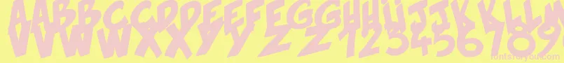Hirnbold-fontti – vaaleanpunaiset fontit keltaisella taustalla