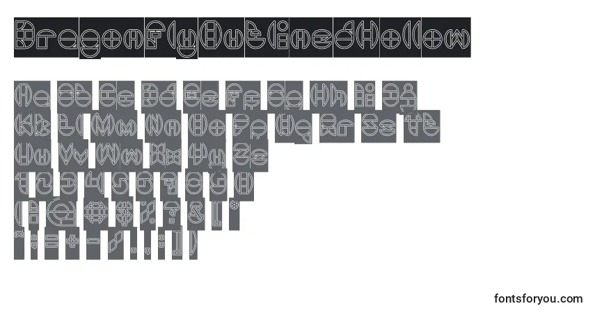 A fonte DragonFlyOutlinedHollow – alfabeto, números, caracteres especiais