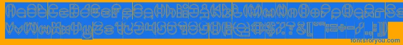 DragonFlyOutlinedHollow Font – Blue Fonts on Orange Background