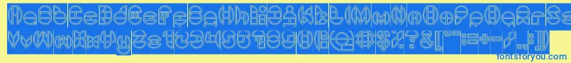 DragonFlyOutlinedHollow Font – Blue Fonts on Yellow Background