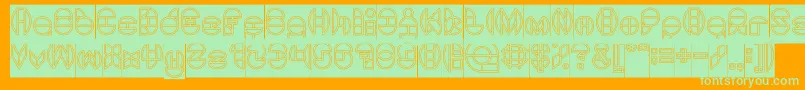 DragonFlyOutlinedHollow Font – Green Fonts on Orange Background