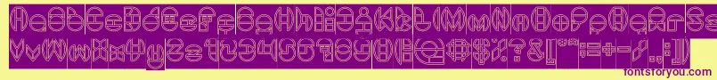DragonFlyOutlinedHollow Font – Purple Fonts on Yellow Background