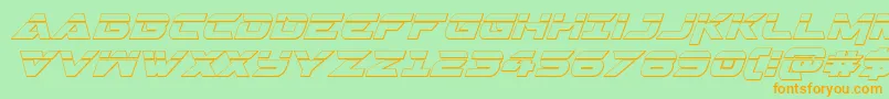Gemina23Dlaserital-Schriftart – Orangefarbene Schriften auf grünem Hintergrund