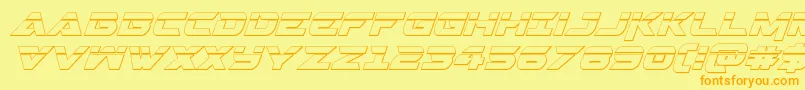 フォントGemina23Dlaserital – オレンジの文字が黄色の背景にあります。
