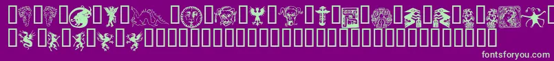 フォントDevilsAndDragons – 紫の背景に緑のフォント