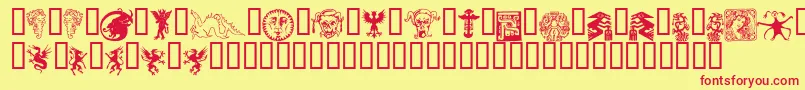 DevilsAndDragons-fontti – punaiset fontit keltaisella taustalla
