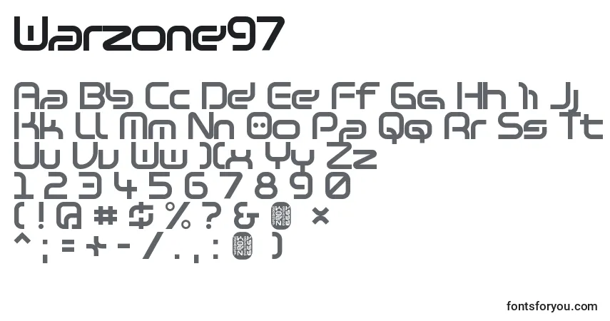 A fonte Warzone97 – alfabeto, números, caracteres especiais