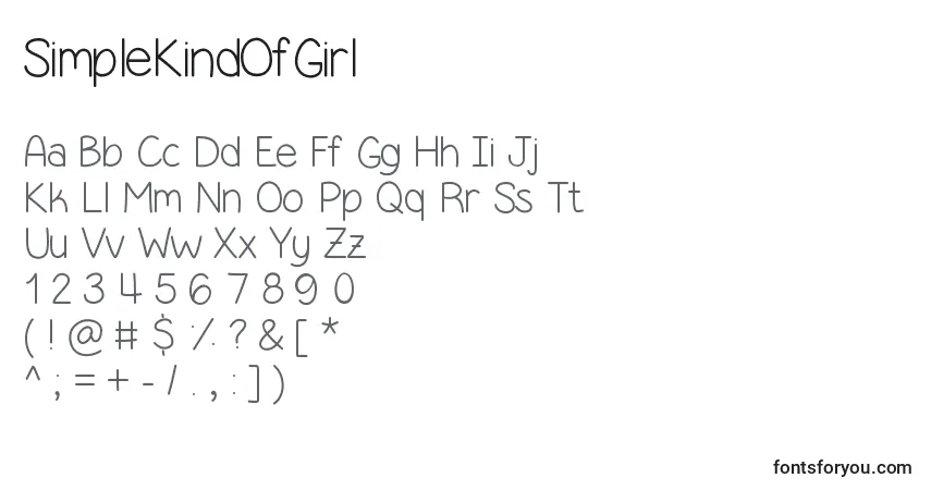 A fonte SimpleKindOfGirl – alfabeto, números, caracteres especiais