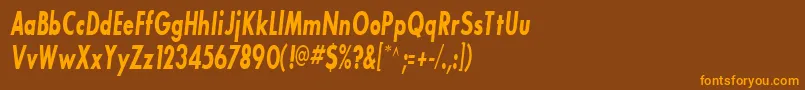 BouganBlackcondensedSsiBoldCondensedItalic-Schriftart – Orangefarbene Schriften auf braunem Hintergrund