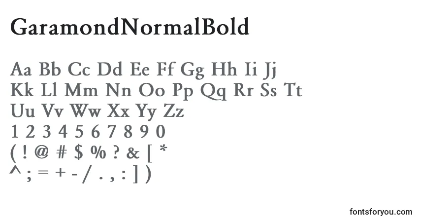 Fuente GaramondNormalBold - alfabeto, números, caracteres especiales