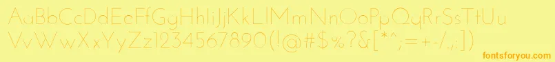 JosefinsansThin-Schriftart – Orangefarbene Schriften auf gelbem Hintergrund