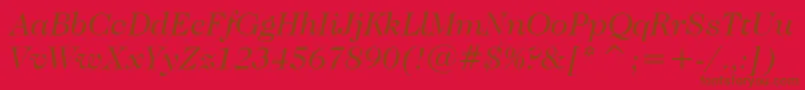 CaslonNo.224BookItalicBt-Schriftart – Braune Schriften auf rotem Hintergrund