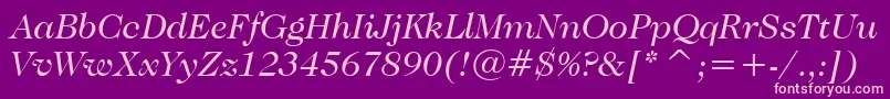 CaslonNo.224BookItalicBt Font – Pink Fonts on Purple Background