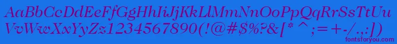 CaslonNo.224BookItalicBt Font – Purple Fonts on Blue Background