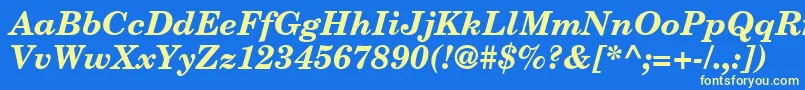 NewbrunswickBoldItalic Font – Yellow Fonts on Blue Background